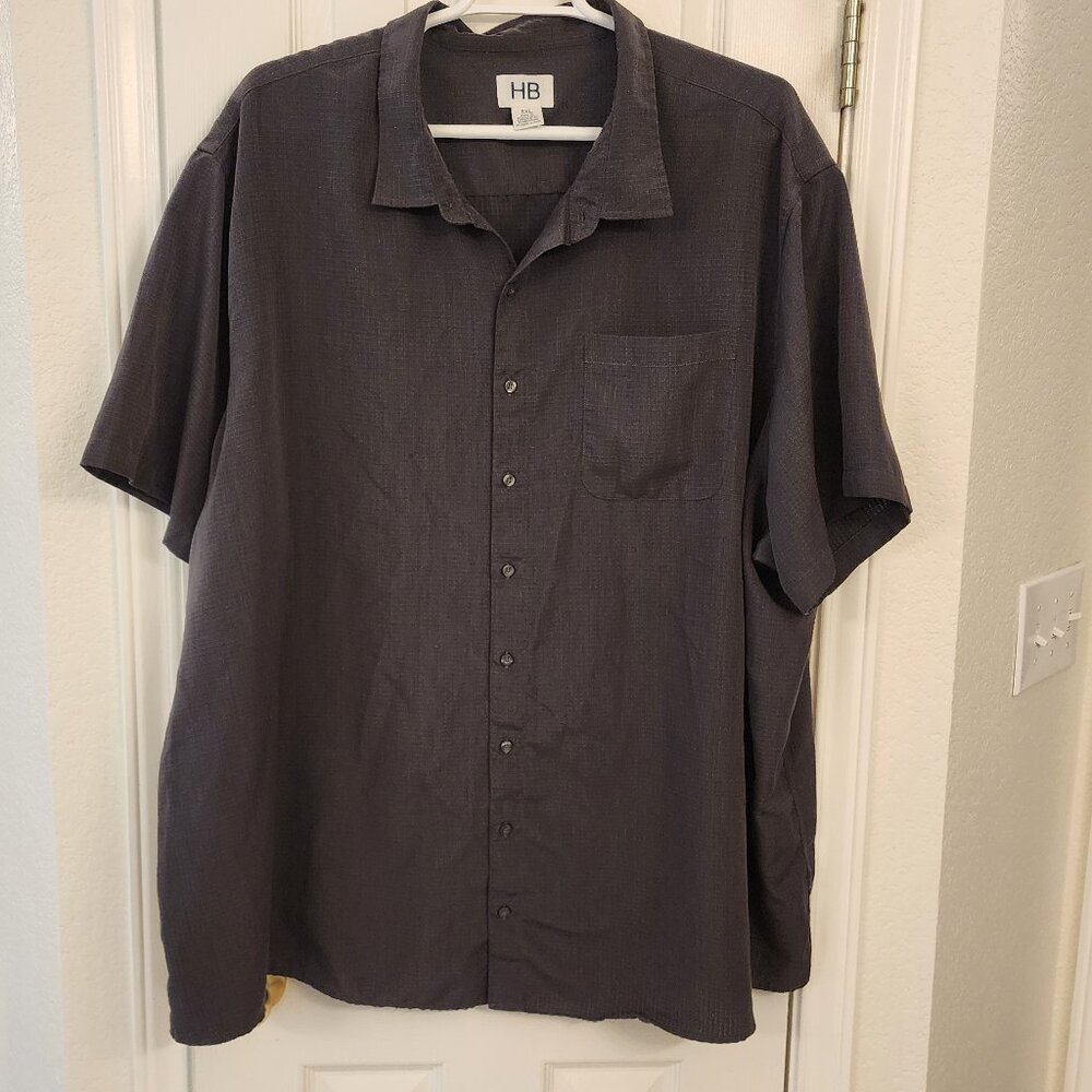 HB Dark Grey Textured Shirt (Green-Tinted) – 5XL – 100% Polyester
